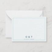 Modernes Minimalistisches Dusty Blue Gold Couple M Mitteilungskarte (Vorderseite)