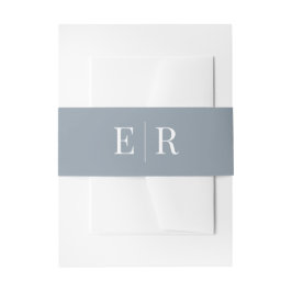 Modernes Minimalistisches Dusty Blue Monogram Einladungsbanderole
