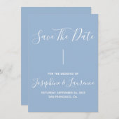 Modernes Minimalistisches Dusty Blue Save The Date (Vorne/Hinten)