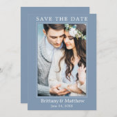 Modernes Minimalistisches Dusty Blue Save The Date (Vorne/Hinten)