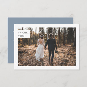Modernes Minimalistisches Dusty Blue Wedding Foto Dankeskarte