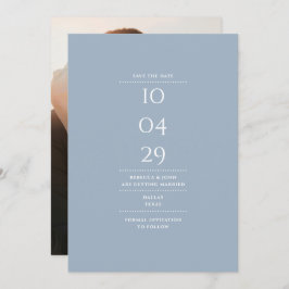 Modernes Minimalistisches Dusty Blue Wedding Foto Save The Date