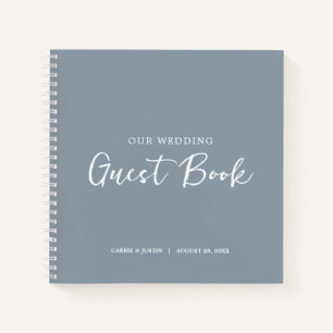Modernes Minimalistisches Dusty Blue Wedding Gäste Notizblock