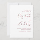 Modernes Minimalistisches Dusty-Rose Save the Date Ankündigung (Vorderseite)