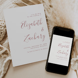 Modernes Minimalistisches Dusty-Rose Save the Date Ankündigung