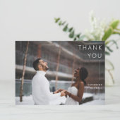 Modernes Minimalistisches Dusty Rose Wedding Foto  Dankeskarte (Stehend Vorderseite)