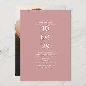 Modernes Minimalistisches Dusty Rose Wedding Foto Save The Date (Vorne/Hinten)