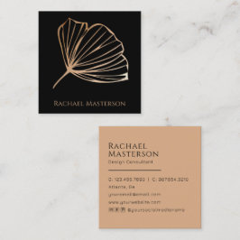 Modernes Minimalistisches Einfach Schwarz und Gold Quadratische Visitenkarte