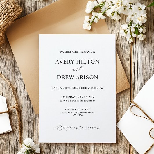 Modernes Minimalistisches Einfach Schwarz/Weiß Einladung