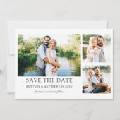 Modernes Minimalistisches Einfaches 3-Foto-Paar Save The Date (Vorderseite)