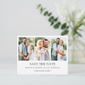 Modernes Minimalistisches Einfaches 3 Foto Save th Postkarte (Stehend Vorderseite)