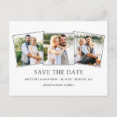 Modernes Minimalistisches Einfaches 3 Foto Save th Postkarte (Vorderseite)