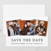 Modernes Minimalistisches Einfaches 3 Foto Save th The Date (Vorne/Hinten)