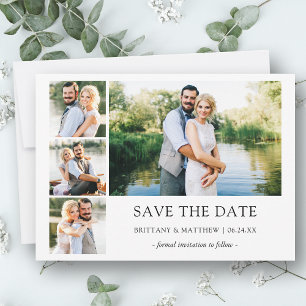 Modernes Minimalistisches Einfaches 4 Foto Save The Date