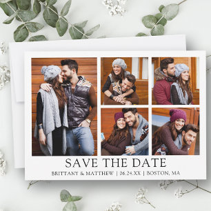 Modernes Minimalistisches Einfaches 5-Foto-Paar Save The Date
