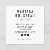 Modernes Minimalistisches, einfaches Berufliches F Quadratische Visitenkarte (Rückseite)