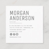 Modernes Minimalistisches, einfaches Berufliches F Quadratische Visitenkarte (Rückseite)