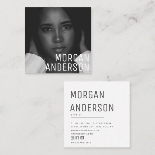 Modernes Minimalistisches, einfaches Berufliches F Quadratische Visitenkarte (Vorne/Hinten)