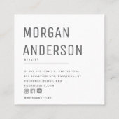 Modernes Minimalistisches, einfaches Berufliches F Quadratische Visitenkarte (Rückseite)