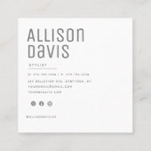 Modernes Minimalistisches, einfaches Berufliches F Quadratische Visitenkarte (Rückseite)