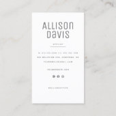 Modernes Minimalistisches, einfaches Berufliches F Visitenkarte (Rückseite)