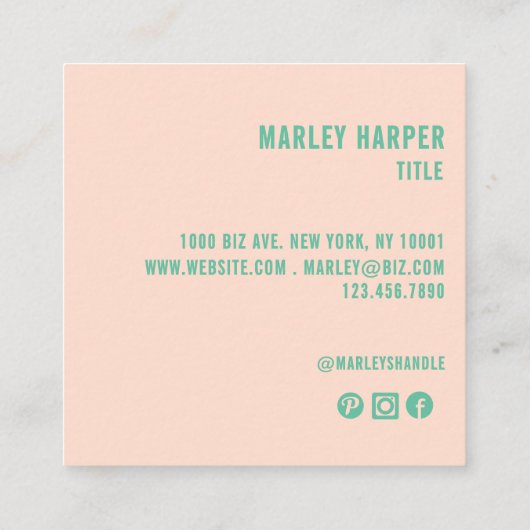 Modernes Minimalistisches Einfaches Berufliches Fo Quadratische Visitenkarte (Rückseite)