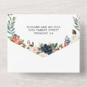 modernes minimalistisches, einfaches Blumendesign All In One Einladung (Rückseite)