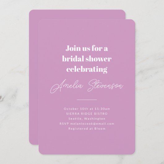 Modernes Minimalistisches einfaches Brautparty Lil Einladung (Vorne/Hinten)