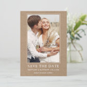 Modernes Minimalistisches Einfaches Foto Kraft Save The Date (Stehend Vorderseite)