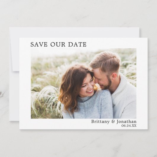 Modernes Minimalistisches einfaches Foto Rette uns Save The Date (Vorderseite)