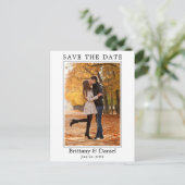 Modernes Minimalistisches einfaches Foto Save the Postkarte (Stehend Vorderseite)