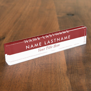 Modernes Minimalistisches Einfaches Halbburgundy W Namensplakette