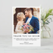 Modernes Minimalistisches einfaches HochzeitsFoto Dankeskarte (Stehend Vorderseite)