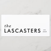 Modernes Minimalistisches, einfaches Hochzeitsmenü Menükarte (Rückseite)