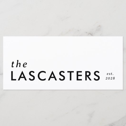 Modernes Minimalistisches, einfaches Hochzeitsmenü Menükarte (Rückseite)