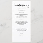 Modernes Minimalistisches einfaches Hochzeitsmenü Menükarte (Vorderseite)