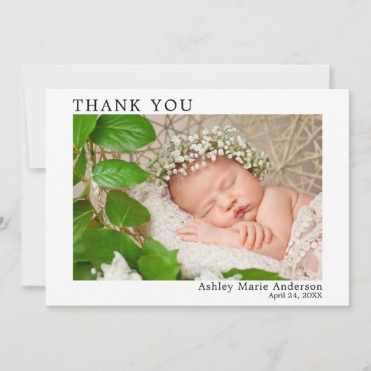 Modernes Minimalistisches Einfaches Neugeborenes Dankeskarte (Vorderseite)