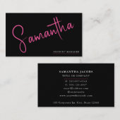 Modernes Minimalistisches, einfaches rosa Script B Visitenkarte (Vorne/Hinten)