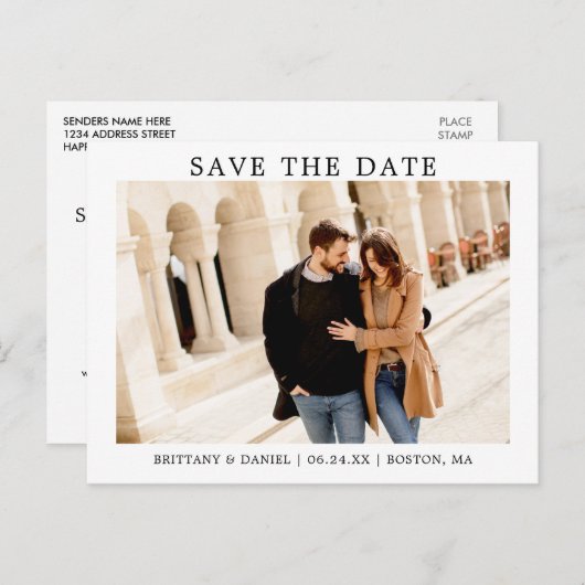 Modernes Minimalistisches, einfaches Save the Date Postkarte (Vorne/Hinten)
