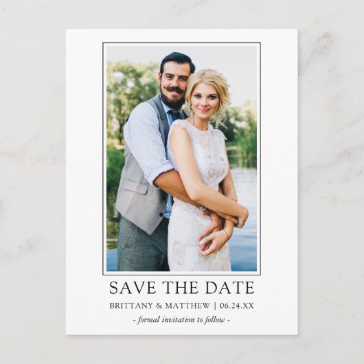 Modernes Minimalistisches, einfaches Save the Date Postkarte (Vorderseite)