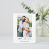 Modernes Minimalistisches, einfaches Save the Date Postkarte (Stehend Vorderseite)