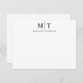 Modernes Minimalistisches einfaches Schwarzes Mono Mitteilungskarte (Vorne/Hinten)