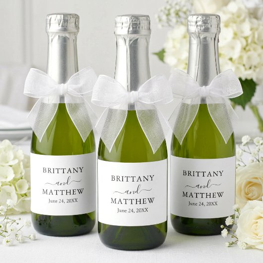 Modernes Minimalistisches Einfaches Wedding Mini Schaumweinetikett