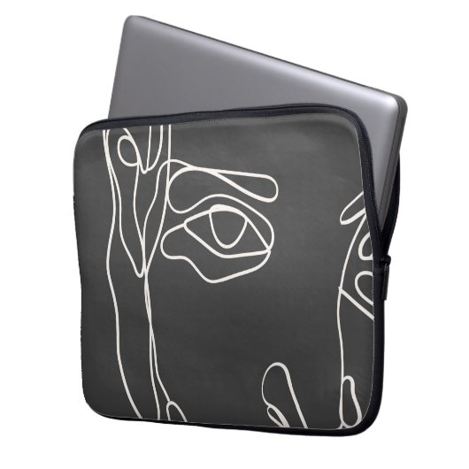 Modernes minimalistisches, einzeiliges zeichnend G Laptopschutzhülle (Vorderseite Links)