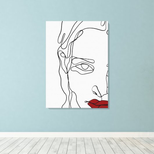 Modernes minimalistisches, einzeiliges zeichnend G Leinwanddruck (Insitu (Holzboden))