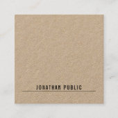 Modernes Minimalistisches Elegant Real Kraft Paper Quadratische Visitenkarte (Vorderseite)