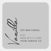 Modernes Minimalistisches Elegantes Candle Label Quadratischer Aufkleber (Vorderseite)