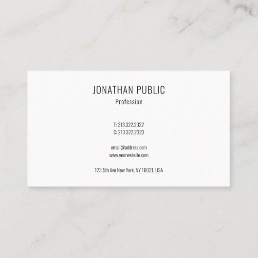Modernes Minimalistisches elegantes einfaches Visitenkarte (Rückseite)