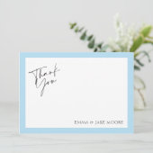 Modernes, Minimalistisches, elegantes, hellblaues Dankeskarte (Stehend Vorderseite)