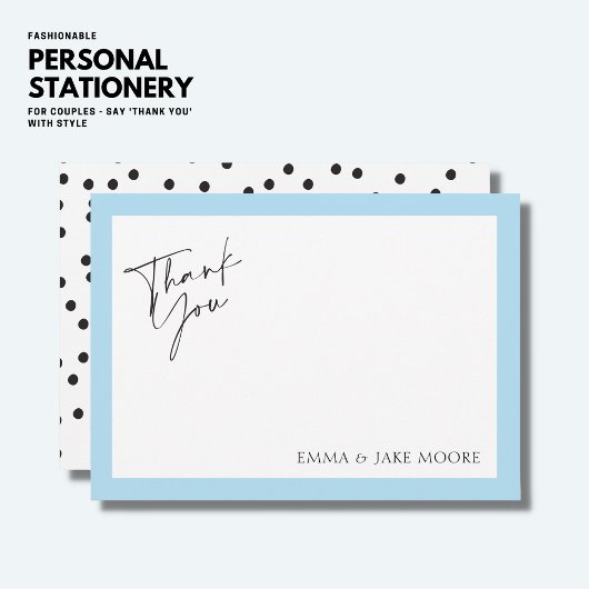 Modernes, Minimalistisches, elegantes, hellblaues Dankeskarte